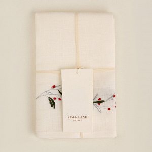 Полотенце с вышивкой SL HOME New Year 40х70см, лен 100%, 185 гр/м2