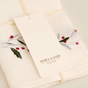 Полотенце с вышивкой SL HOME New Year 40х70см, лен 100%, 185 гр/м2