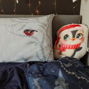 Подушка декоративная новогодняя «Этель. Happy penguin» 30x35 см, велюр