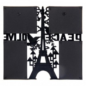 Фоторамка пластик на 4 фото 10х15 см "Жизнь в Париже" золотая 33х41 см