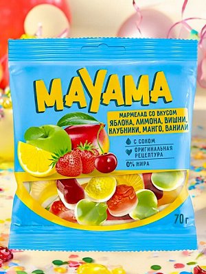 Мармелад жевательный «Маяма», со вкусами клубники, яблока, вишни, манго, лимона, 70 г