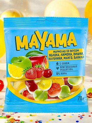 Мармелад жевательный «Маяма», со вкусами клубники, яблока, вишни, манго, лимона, 70 г