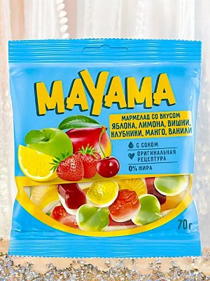 Мармелад жевательный «Маяма», со вкусами клубники, яблока, вишни, манго, лимона, 70 г
