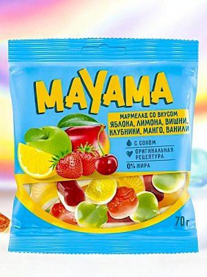 Мармелад жевательный «Маяма», со вкусами клубники, яблока, вишни, манго, лимона, 70 г