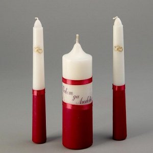 Набор свечей "Свадебный" бордо: Родительские свечи 1.8х17.5см; Домашний очаг 4х13.5см