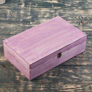 Дарим красиво Подарочный ящик 34x21.5x10.5 см деревянный 3 отдела, с закрывающейся крышкой фиолетовый