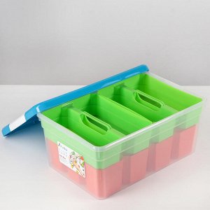 Контейнер для хранения с крышкой Kid's Box, 10 л, 37x25x16 см, 12 вставок, 2 лотка, цвет МИКС