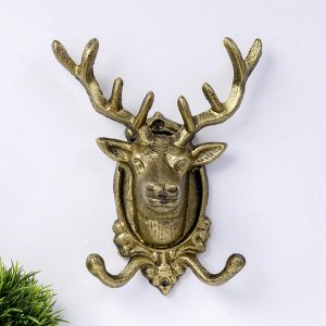 Настенные крючки декоративные «Золотой олень», чугун, 22.5x18.5x9.5 см