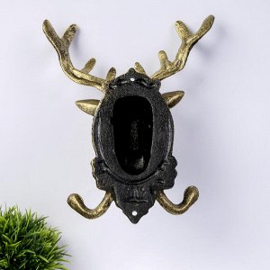 Настенные крючки декоративные «Золотой олень», чугун, 22.5x18.5x9.5 см