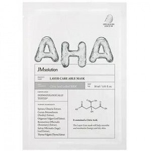 JM Solution Тканевая маска с AHA Кислотами / LAYER CARE ABLE MASK, Ю. Корея, 30 г