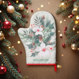 Варежка-прихватка «Доляна. Снегирь», 20x28 см, 35% хлопок, 65% п/э, ватин 250 г/м²