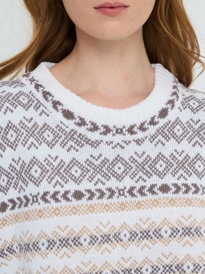 Джемпер женский 9242-94183   501/397/5200785 белый/тёплый серо-коричневый/латте