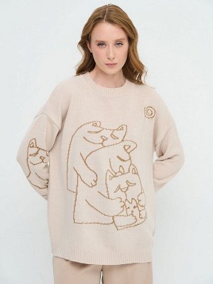 Джемпер женский 9242-94181   600179/5300616 ваниль/карамельный кофе