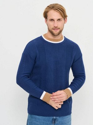 Джемпер мужской 7242-15047   8400277/5300521/501 индиго/ристретто/белый