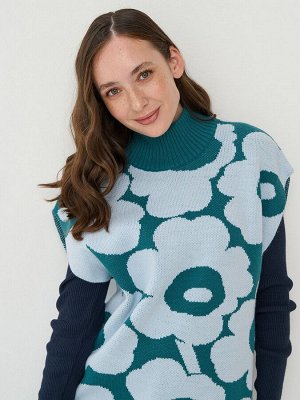 Жилет женский 7242-14135   4500591/3100252 изумруд/осеннее небо