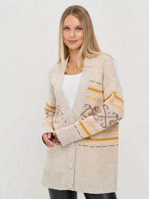 Кардиган женский 9242-91045   60010/1600345/5300616 св.бежевый/форзиция/ карамельный кофе