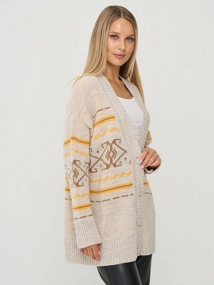 Кардиган женский 9242-91045   60010/1600345/5300616 св.бежевый/форзиция/ карамельный кофе