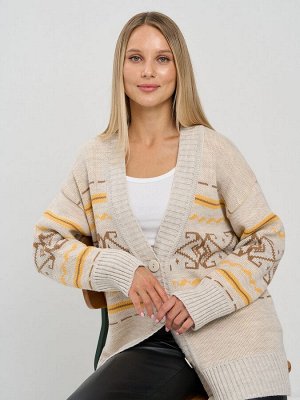 Кардиган женский 9242-91045   60010/1600345/5300616 св.бежевый/форзиция/ карамельный кофе