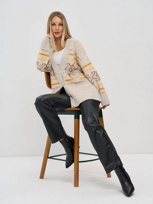 Кардиган женский 9242-91045   60010/1600345/5300616 св.бежевый/форзиция/ карамельный кофе