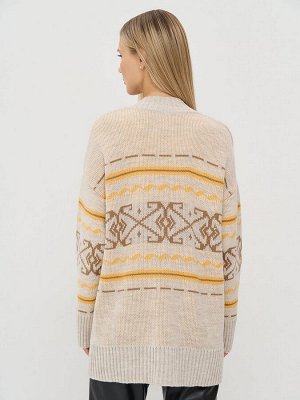 Кардиган женский 9242-91045   60010/1600345/5300616 св.бежевый/форзиция/ карамельный кофе