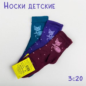 ЮСТАТЕКС 3С20 Носки детские для девочек с котиком и сердечками