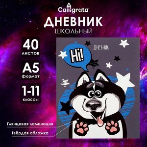 Дневник школьный для 1-11 классов, «Хаски», твёрдая обложка 7БЦ, глянцевая ламинация, 40 листов