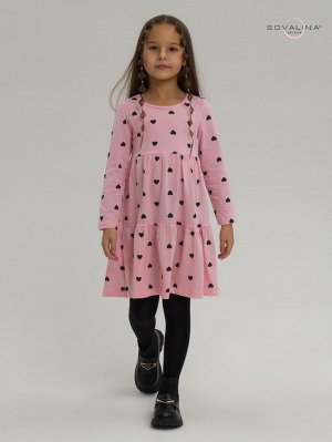 Платье Тиана черные сердечки на розовом