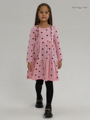 Платье Тиана черные сердечки на розовом