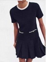КОРОТКОЕ ТРИКОТАЖНОЕ ПЛАТЬЕ СО СКЛАДКАМИ арт. 3859125, черный