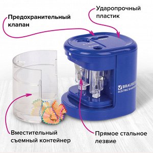 Точилка электрическая BRAUBERG "STANDARD", два отверстия 6-8/9-12мм, питание от 4 батареек АА,228423