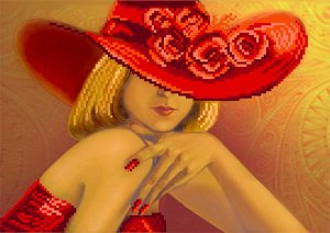 Рисунок на шелке МАТРЕНИН ПОСАД арт.28х34 - 4108 Дама в красном