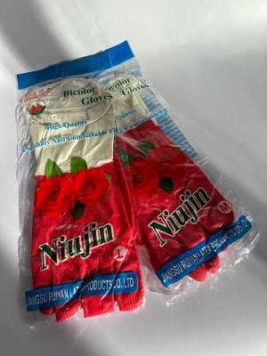 Резиновые перчатки для уборки (красно-белые), размер M