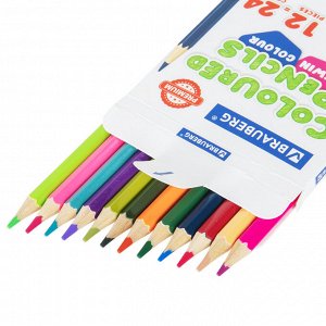 Карандаши цветные двусторонние BRАUBERG PREMIUM TWIN COLOUR, 12 штук = 24 цвета