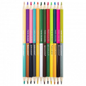 Карандаши цветные двусторонние BRАUBERG PREMIUM TWIN COLOUR, 12 штук = 24 цвета