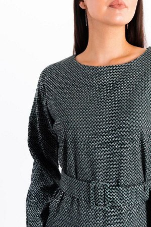 Платье. Цвет: чёрный зелёный белый с рисунком