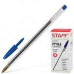 Ручка шарик. STAFF эконом, синяя, узел 1 мм, линия письма 0,5 мм 141672