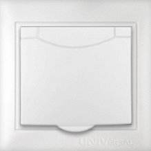 Розетка UNIVersal 1СП серия Севиль с/з, с крышкой 16А, 220В, белая (еврослот) С0029
