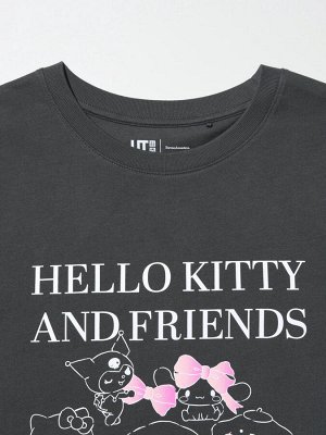 UNIQLO - хлопковая футболка с персонажами Sanrio и Hello Kitty - 08 DARK GRAY