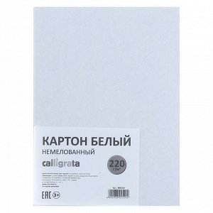 Картон белый А5, 6 листов, 220 г/м2 Calligrata, не мелованный, ЭКОНОМ