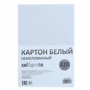 Картон белый А4, 6 листов, 220 г/м2 Calligrata, немелованный, ЭКОНОМ