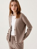 UNIQLO - трикотажный кардиган в рубчик - 33 KHAKI
