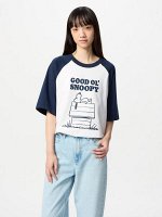 UNIQLO - хлопковая футболка колорблок Peanuts - 69 NAVY