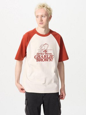 UNIQLO - хлопковая футболка колорблок Peanuts - 27 ORANGE