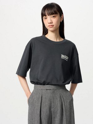 UNIQLO - хлопковая оверсайз футболка Peanuts - 08 DARK GRAY
