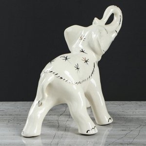 Статуэтка "Слон", белая, гламур, керамика, 19 см