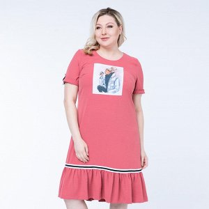 Платье, текстиль, коралловый, Коралловый