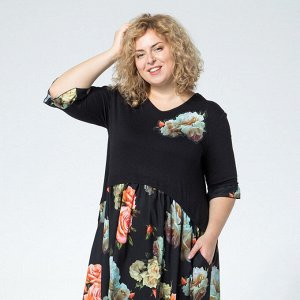 Платье, текстиль, черный, Черный