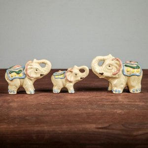 Набор сувениров "Слоны", 7 редметов, бежевая