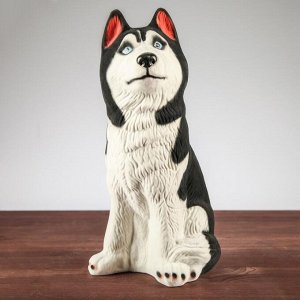 Копилка "Собака Хаски", флок, белый цвет, 39 см