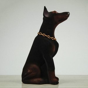 Копилка "Собака Доберман", флок, коричневый цвет, 40 см